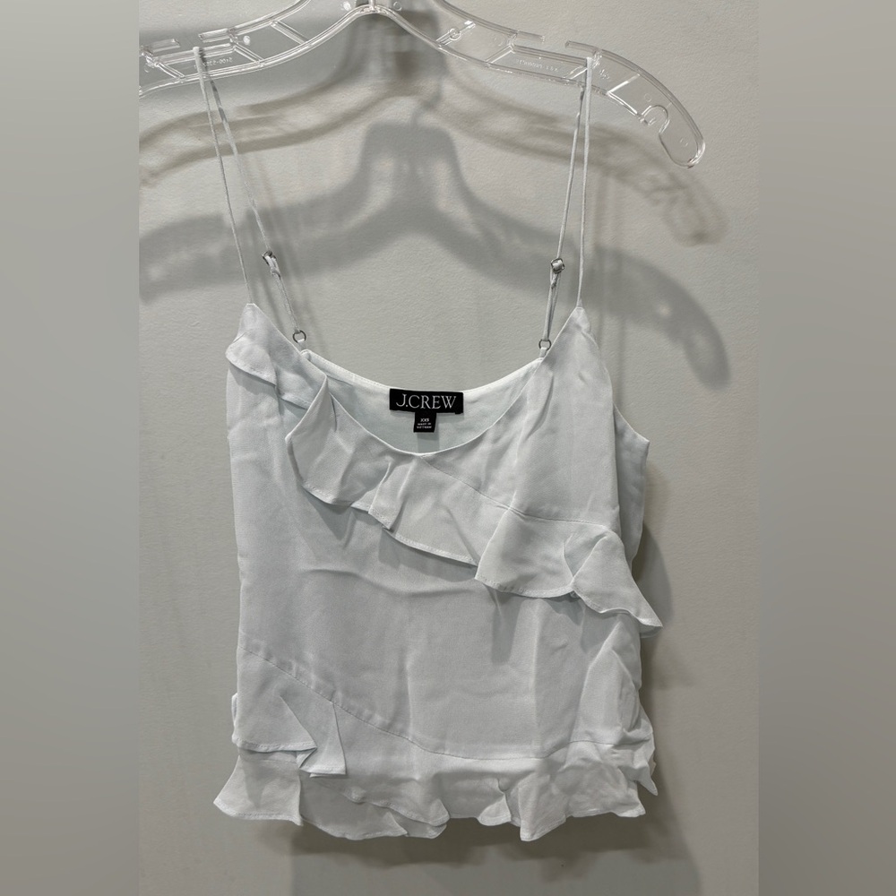 J.Crew Drapey ruffle camisole in chiffon ~ Sz XXS ~ Stormy Seafoam Blue